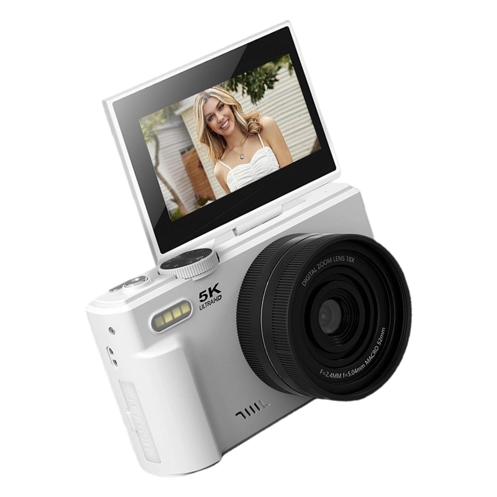 Fotocamera digitale ad alta risoluzione da 75 MP Video 5K Schermo flip a 180 ° Condivisione WiFi Zoom 18X Messa a fuoco automatica Fotocamera amichevole per principianti con schermo