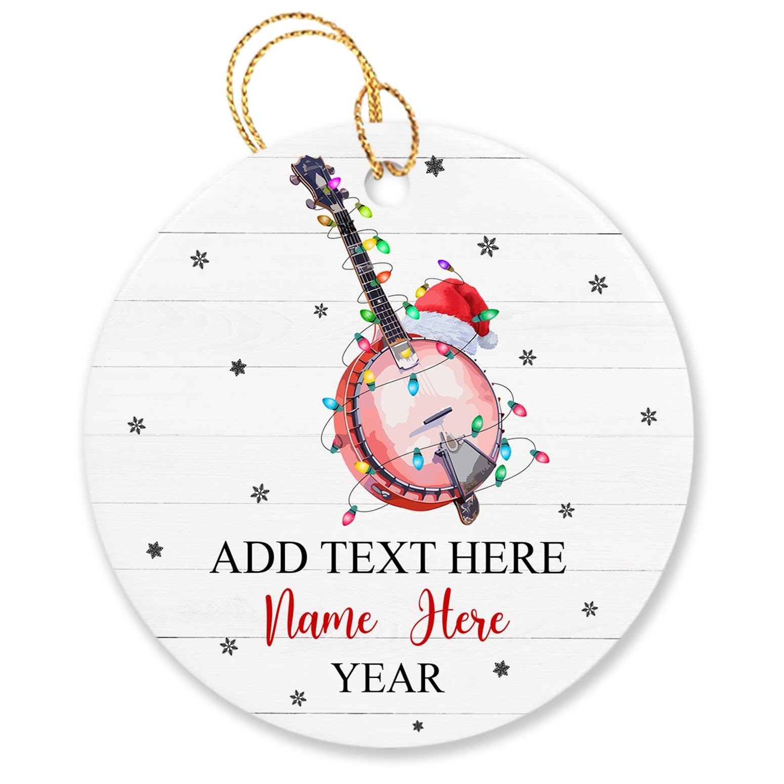 Personalized Banjo Xmas Tree Ornament Gift for Banjo Music Lover Christmas 2026, Custom Banjo Player Name Ornament Christmas, Banjo Musical Instrument