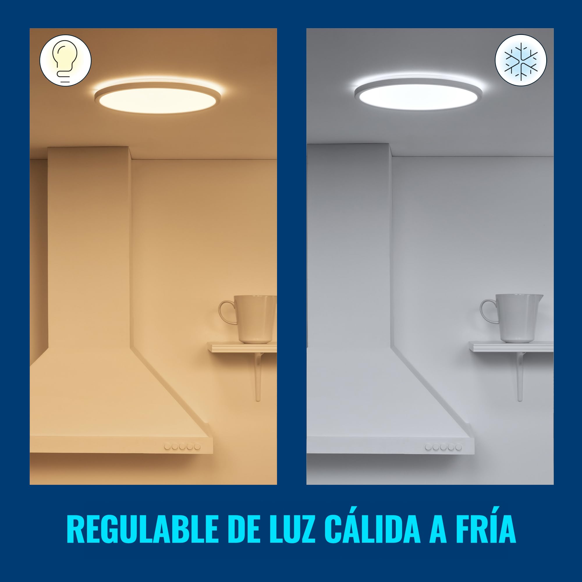 WiZ – Lámpara inteligente Plafón de techo Superslim LED 16W, Luz Blanca de Cálida a Fría,Wi-Fi, con tecnología SpaceSense y compatible con Alexa y Google Home, 29cm diámetro - Color Blanco
