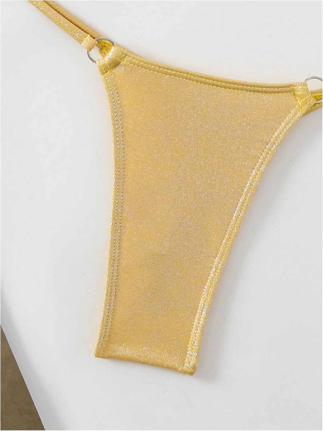 SOLY HUX Women's Metallic Bathing Suit Halter Micro Triangle Top Swimsuit String Thong Two Piece Bikini Sets