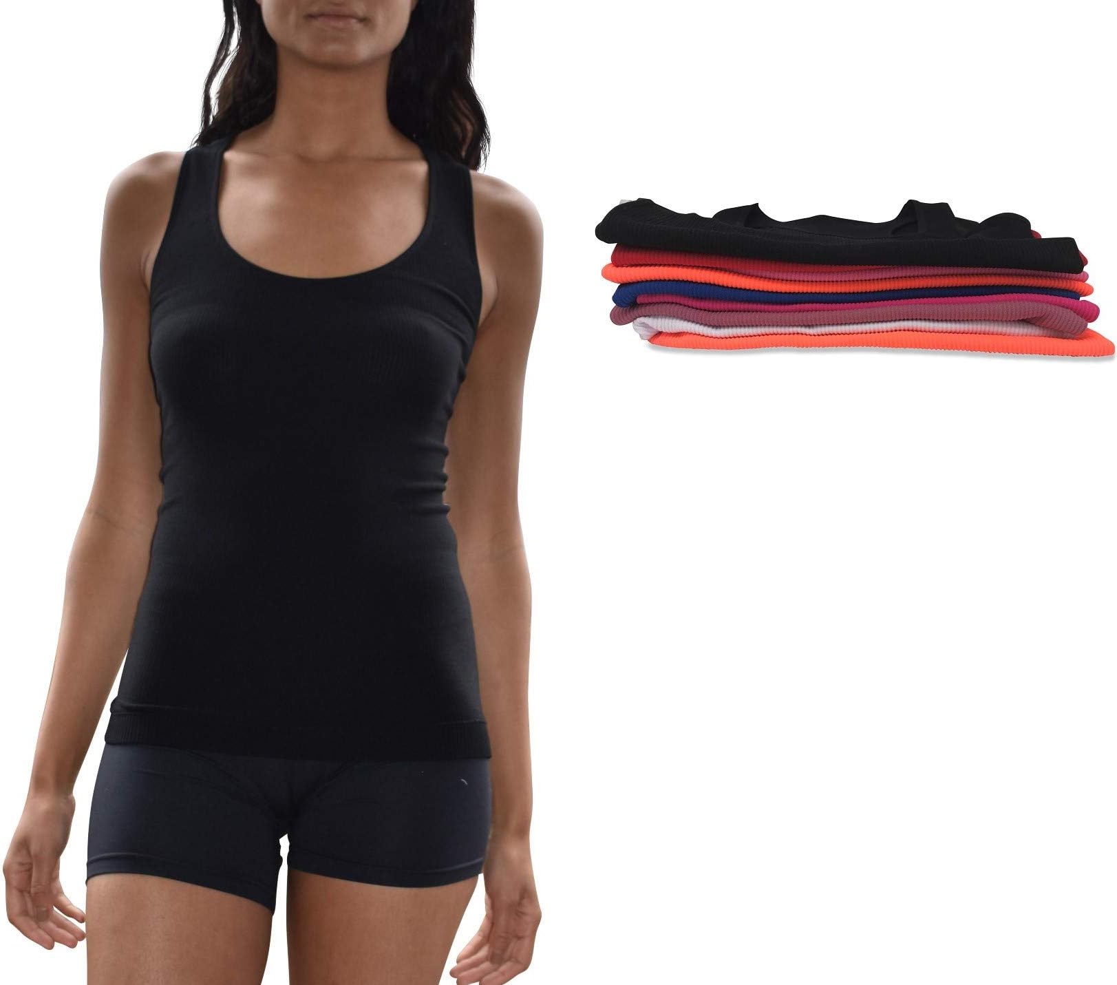 BEST BRAND BASICS Women's 10 Pack Power Active Stretch Racerback Yoga Sport Tank Top (10 Pack - Assorted Colors, 1 Size S-XL)