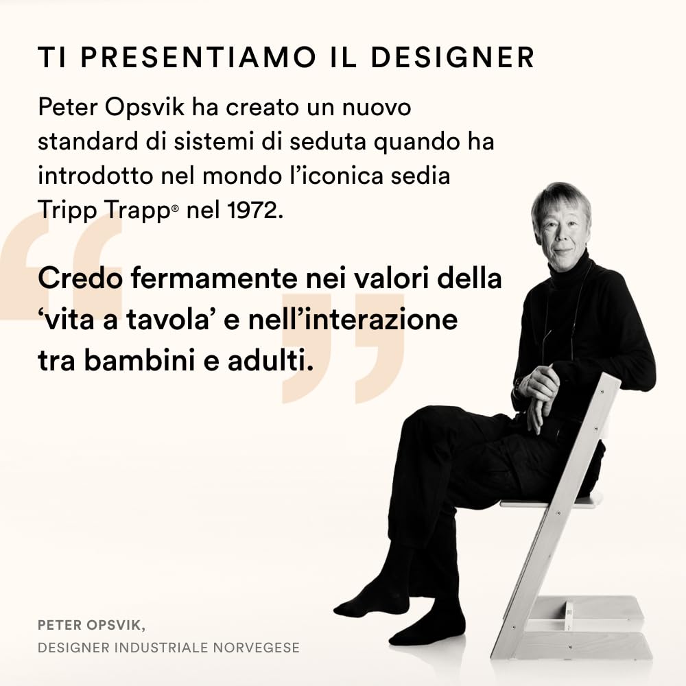 Seggiolone Tripp Trapp di Stokke, White (Include Sedia + Baby Set 2) con Newborn Set - Design Sicuro, Regolabile, Ergonomico