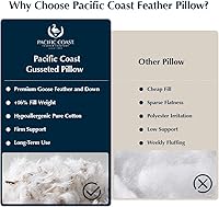 Vista 9 de Pacific Coast Goose Feather and Down Firm Bed Pillows Standard Size Set of 2 with Gusset, Luxury Hotel Collection Pillows 2 Pack for Sleeping