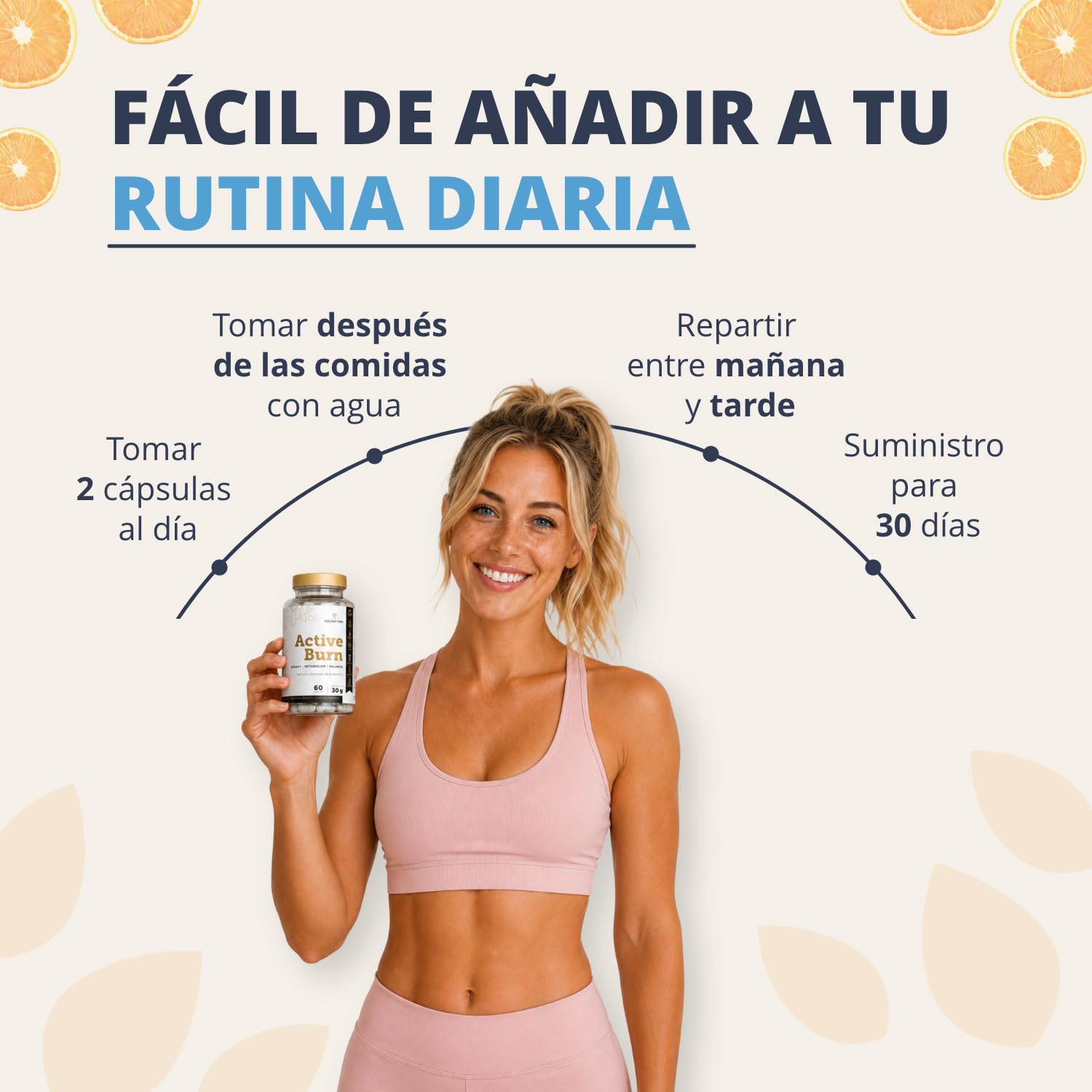 Golden Tree Active Burn − Cápsulas Té Verde, 60 piezas | Con Vitamina C, Vitamina B6, Zinc, Cromo y Extracto de Pimienta Negra