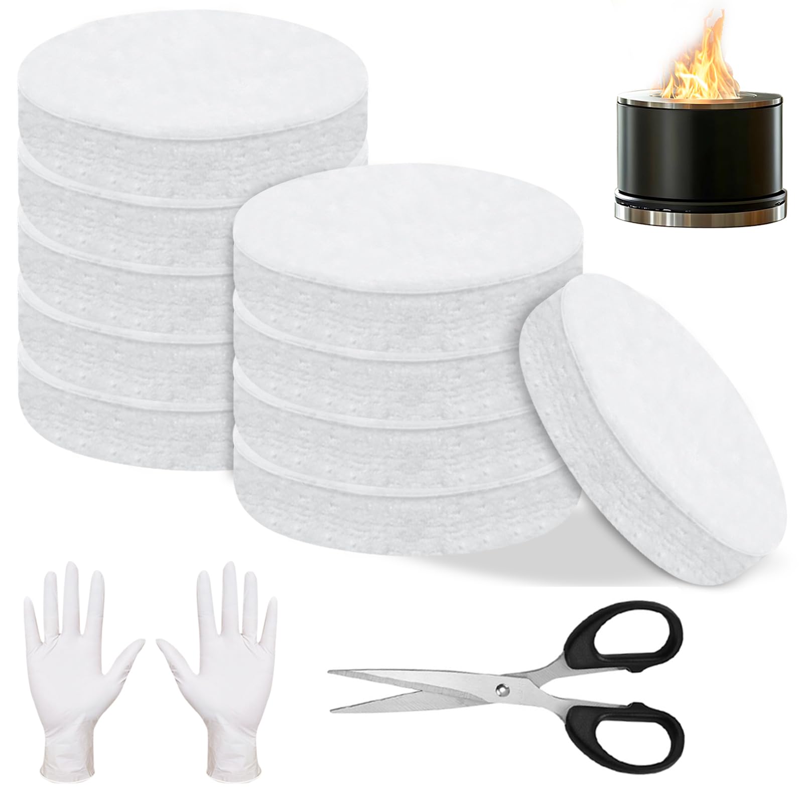 10 pezzi di lana ceramica per bioetanolo, ovatta, camino, spugna in ceramica per camino a bioetanolo, lana per etanolo bioetanolo, caminetto a bioetanolo, camera di combustione (bianco)