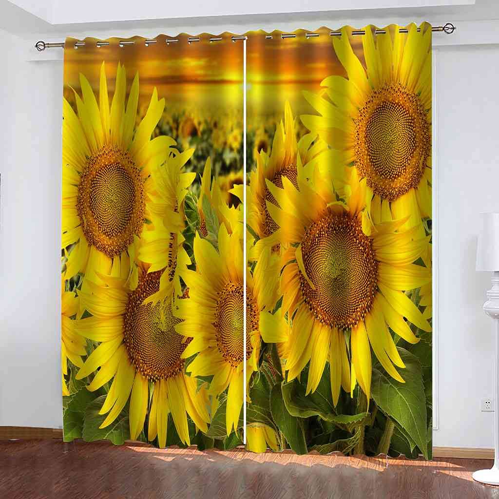 Rideau occultant tournesol jaune 140x160 cm lot de 2 isolant phonique et thermique pour salon