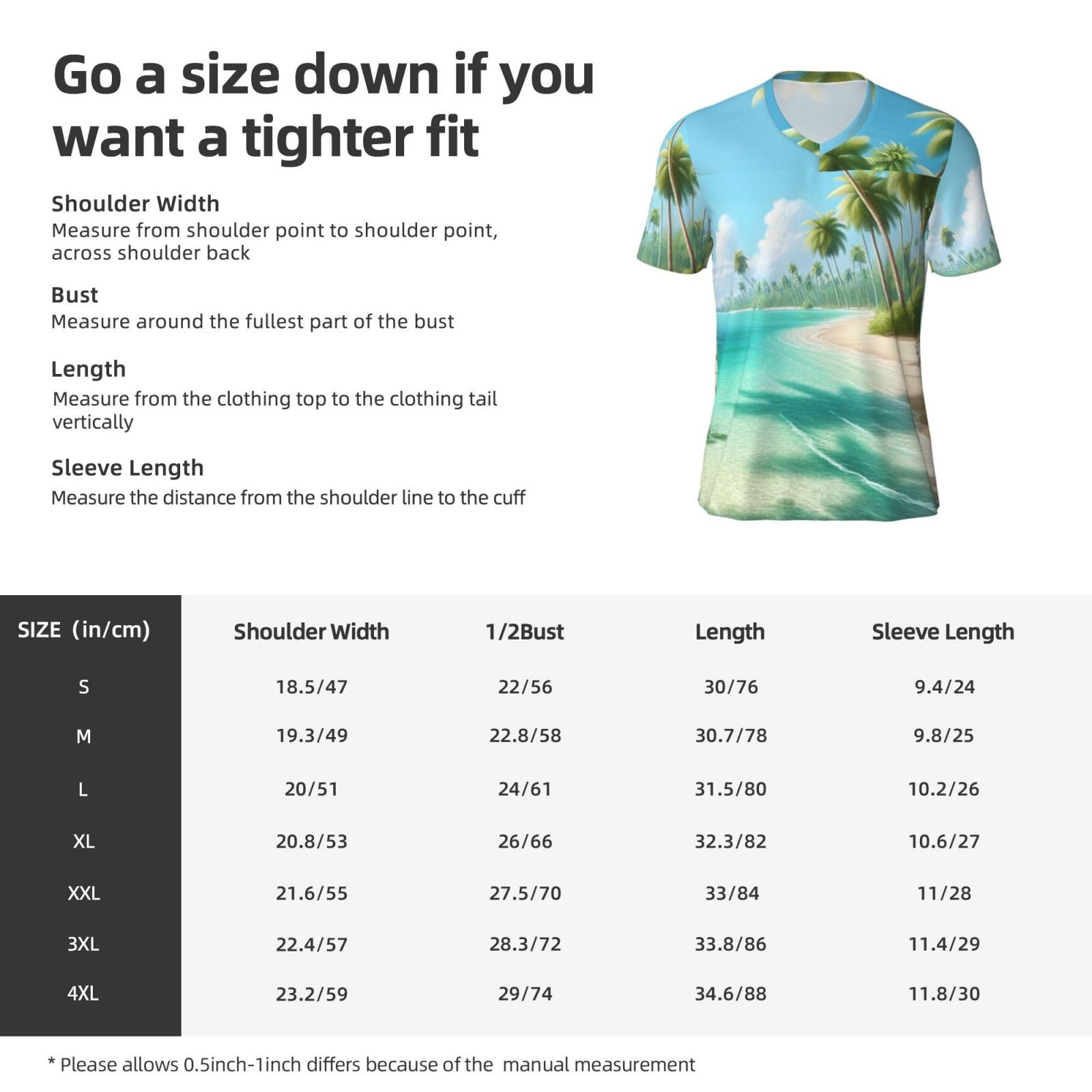 Stylish Athletic Sports Jersey Palm-Tropical-Beach Men's Rugby Jersey Large Black