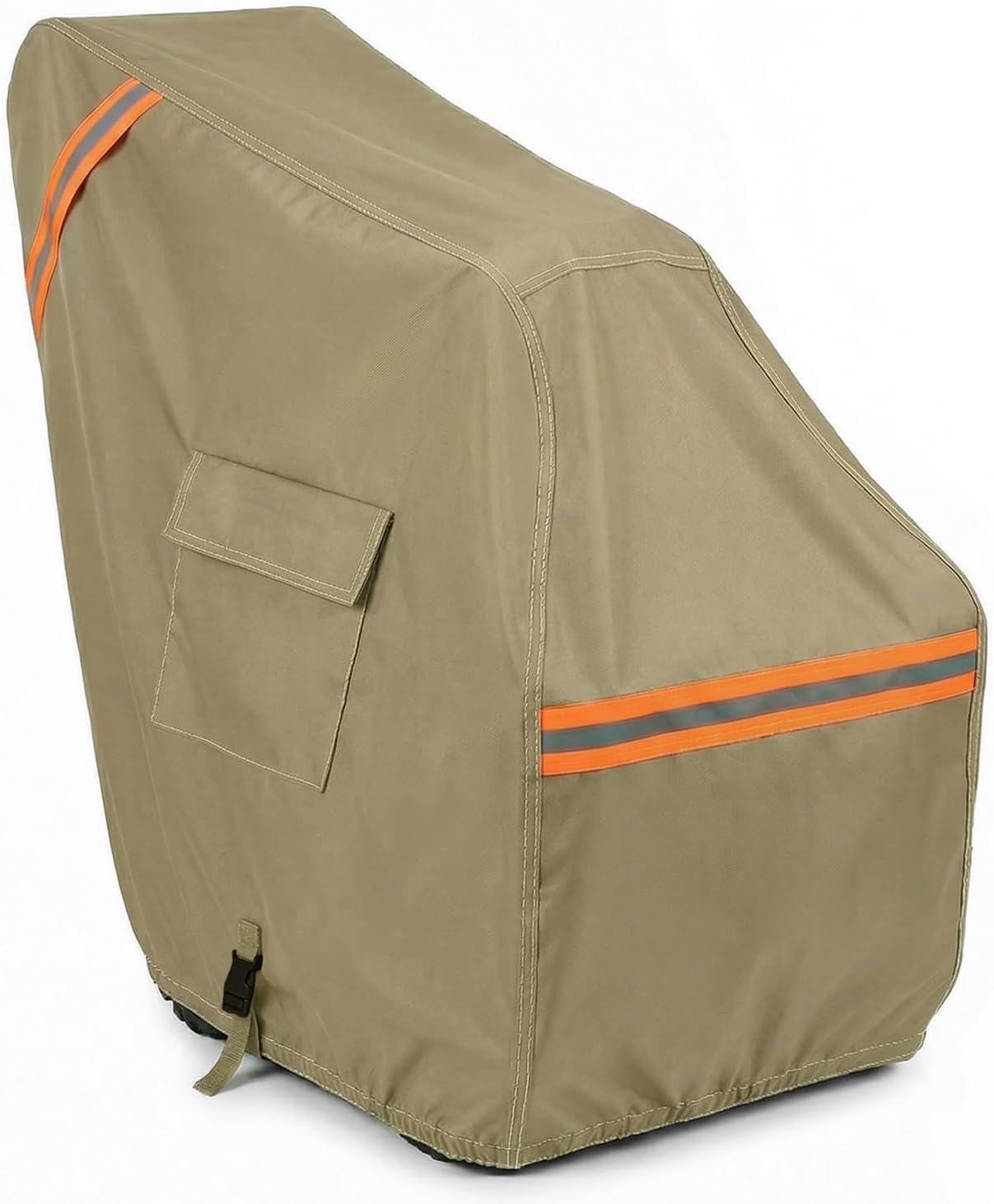 Deosk 24"-32" Universal Snow Blower Cover Waterproof & Windproof Outdoor Snowblower Covers-Two Stage Protective Cover for Most Snowblowers Outside with Reflective Strip and Side Pockets(Khaki)