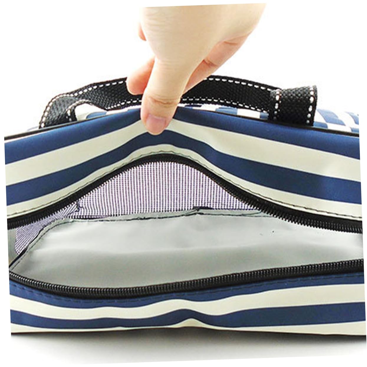 Ipetboom 2pezzi Borsa Da Bagno Strisce Blu e Bianche Capiente e Portatile Per Accessori Da e Viaggi Borsa Multiuso