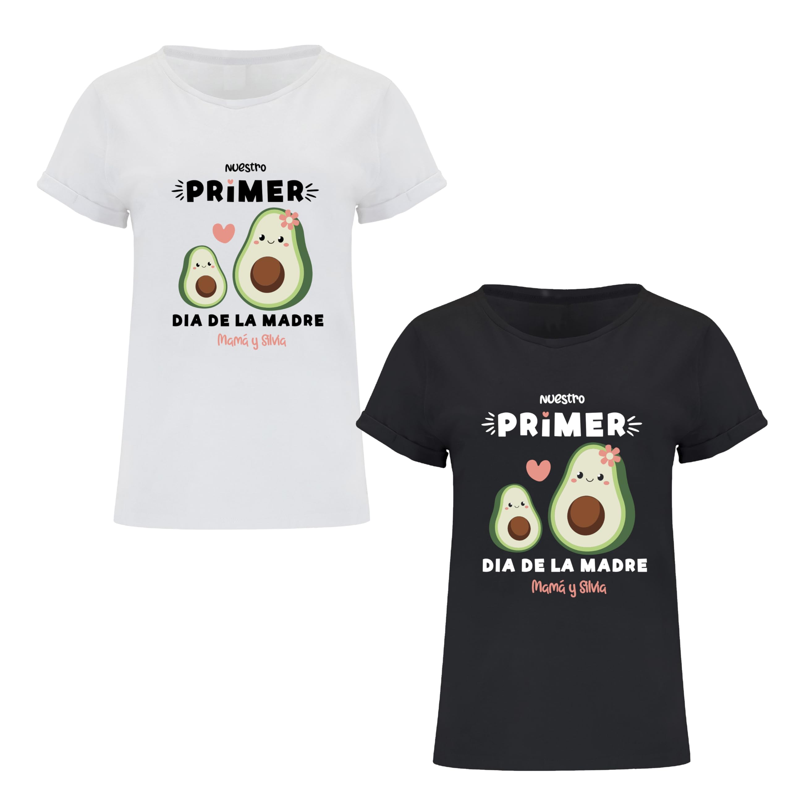 Evyre Regalo Dia de la Madre Camiseta Personalizada Mama e Hijo Body Bebe y Pack Divertida Regalo Original Conjunto Familia Aguacate Amor Mother Nombre Aguacate