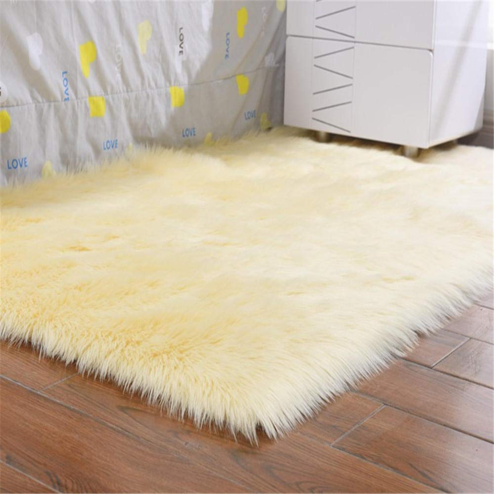 Dywaniki do pokoju dziecięcego dywaniki przy łóżku salon uniwersalny dywan trwały antypoślizgowy wysokość włosów około 6 cm beżowy 80 * 80 cm
