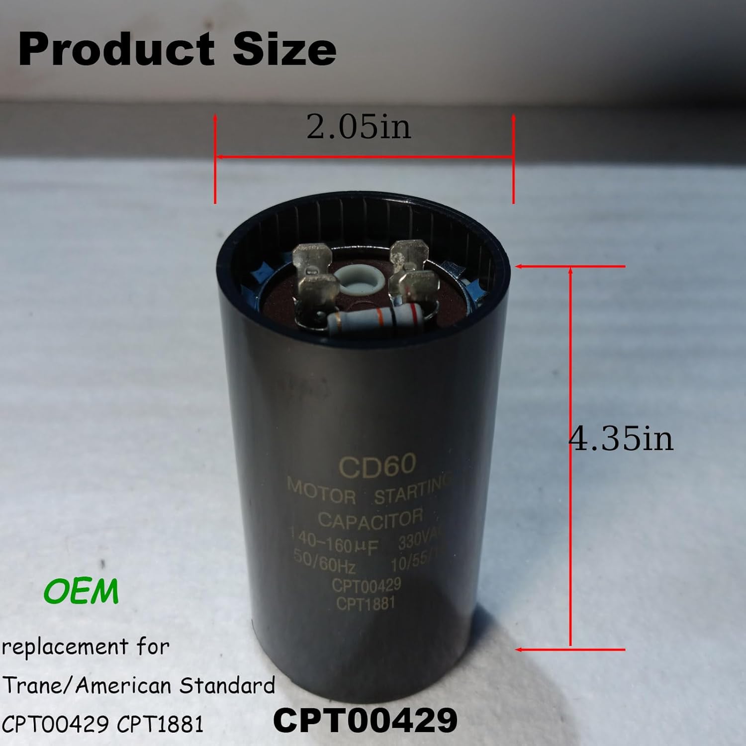 Upgrade CPT00429 216-240 MFD 330 Volt Start Capacitor Replacement for Trane CPT1881 CPT00429, fit for American Standard Units,Heat Pump,Air Conditioning,AC Motors