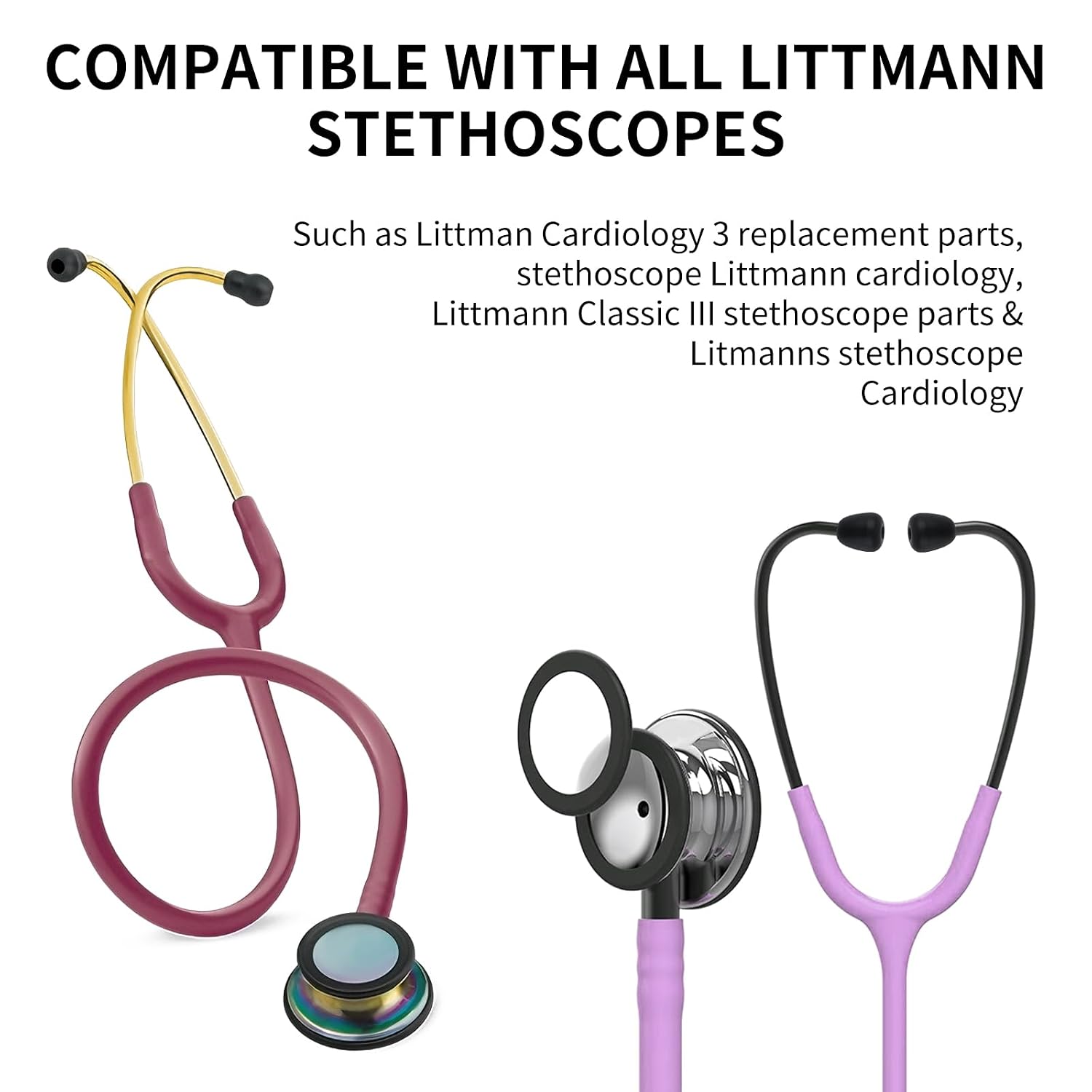 4 Pcs Small/Medium Stethoscope Ear Tips Replacement for Littmann Stethoscopes - Compatible with Littman Ear Tips Replacement, Stethoscope Ear Pieces, Cardiology IV Parts & Littmann Stethoscope Parts