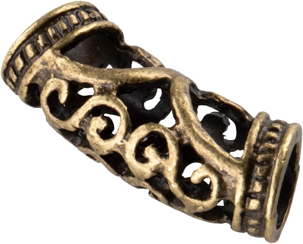West Coast Paracord Curved Viking Runes Metal Bead – Great for Jewelry or Hair Beads – Antique Viking Design (Gold, 100 Pack)