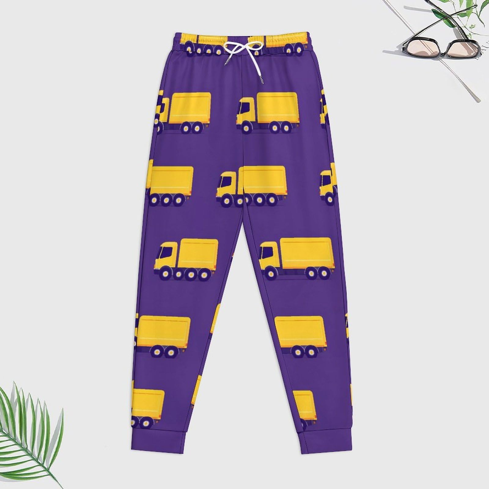 Giallo Truck Pattern Tute per gli Uomini Manica Lunga Felpa Con Cappuccio E Pantaloni Della Tuta Joggers Set Moda Tute
