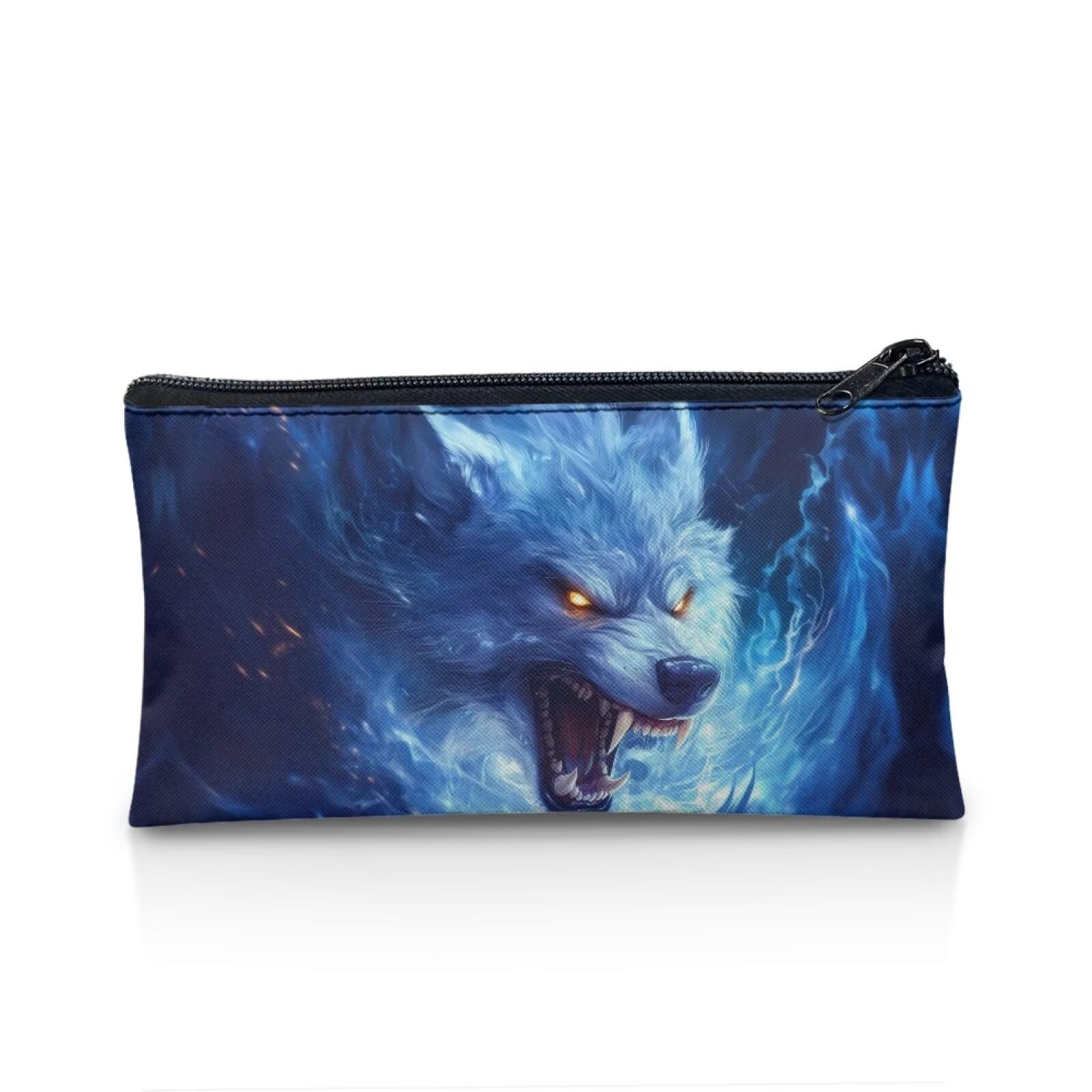 UOIMAG Wolf Pencil Case Boys Secondary School Supplies Pencil Pouch Slim Fabric Stationery Bag