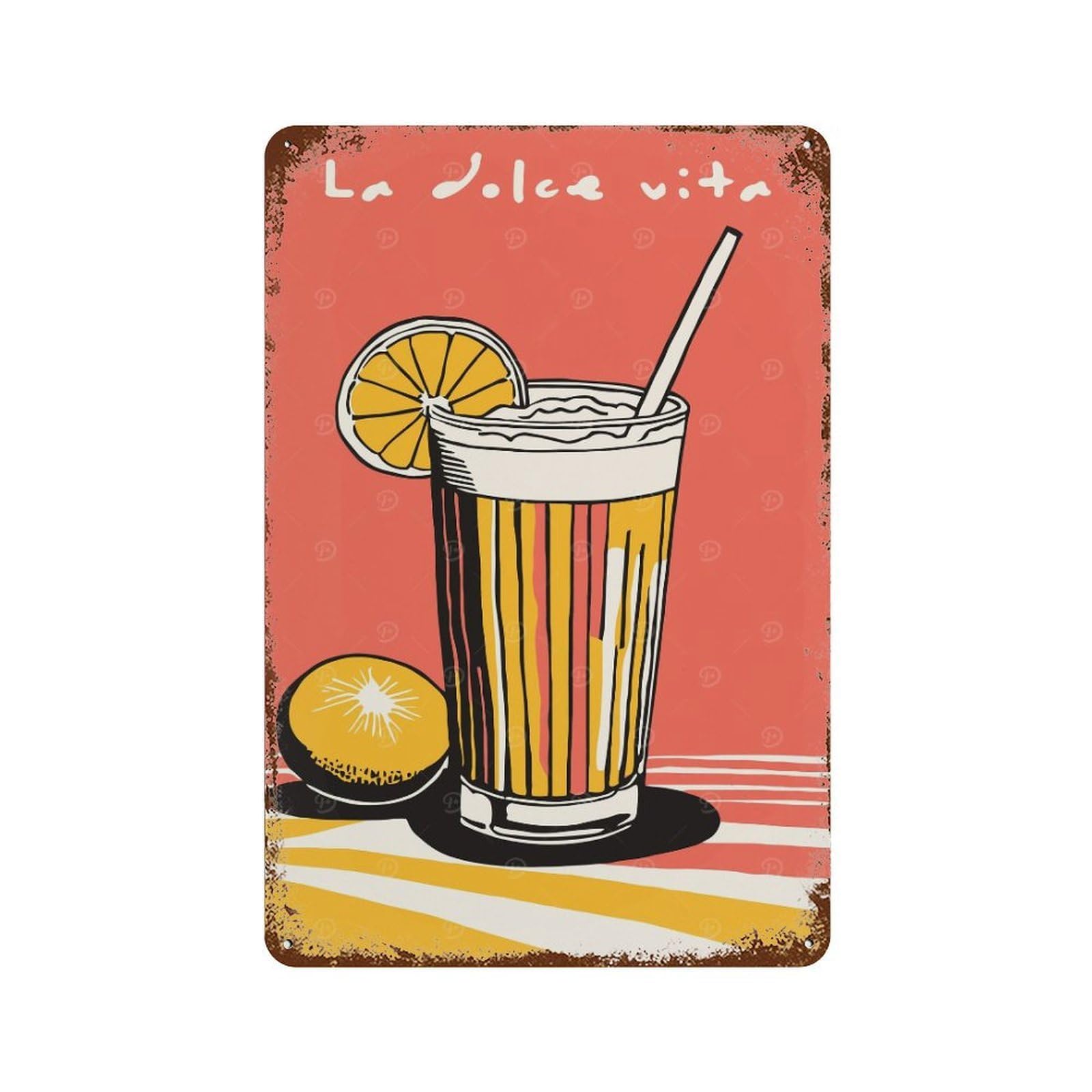 Retro Drink in Italy 11.8"x7.9" Retro Metal Sign, Old School Wall Decor for Office, Studio And Wall Decor