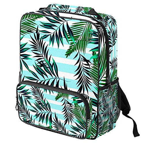 Sac à dos décontracté pour ordinateur portable imprimé paume verte