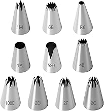 10 Pièces Grosse Douille Pâtisserie, Douille Pâtisserie Professionnelle Inox, Embout Poche à Douille Pâtisserie, Ustensiles à Pâtisserie pour Cupcakes Gâteaux, douille fleur patisserie