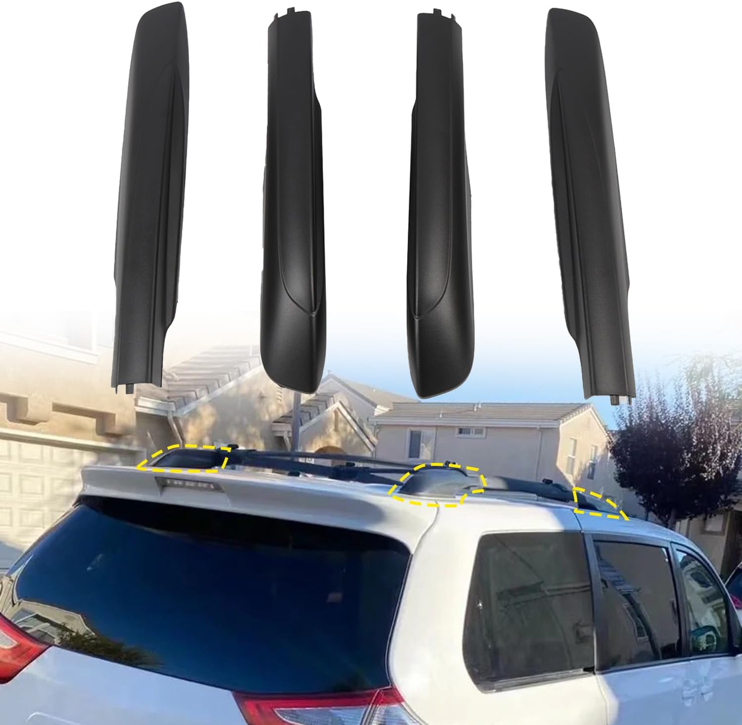 HIGH FLYING for Toyota Sienna, Sequoia Matte Black Roof Rack Rails Side Cap Cover Shell Replacement Car Accessories Black 4PCS (for Sienna 2011-2020)