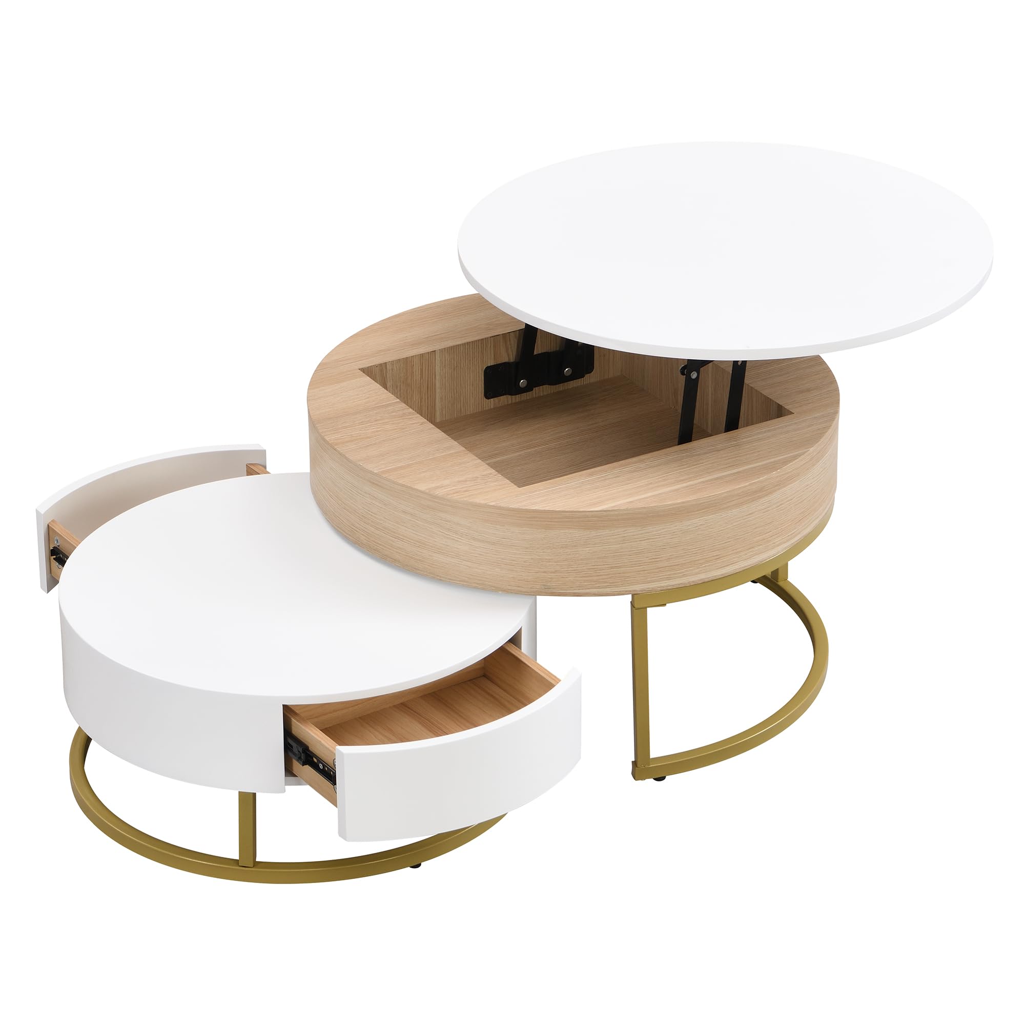 Kebnor Juego de mesa de café plegable dorada con 2 cajones, juego de 2 piezas