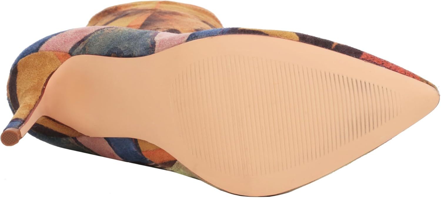 vivianly Women's Sexy Pointy Toe Stiletto Heels Ankle Boots Printed Stretchy Sock Booties - Image 7