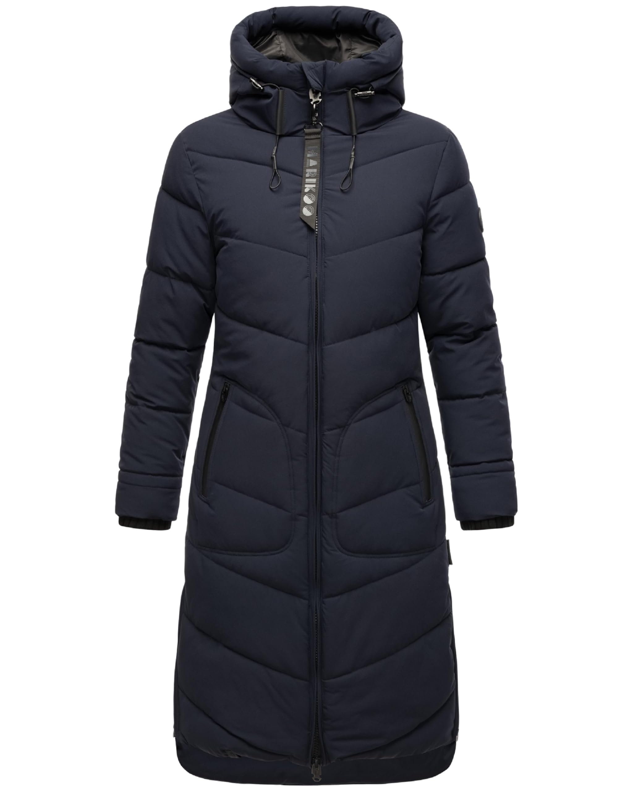 Marikoo Women's Long Quilted Winter Jacket with Hood - Puffer Coat in Knee-Length - Benikoo XS-5XL