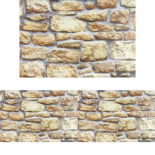 E-Plast S.R.L. Fablon FAB10226 - Rotolo di pellicola adesiva per rivestimenti, effetto muro di pietra, 45 cm x 2 m (Confezione da 3)