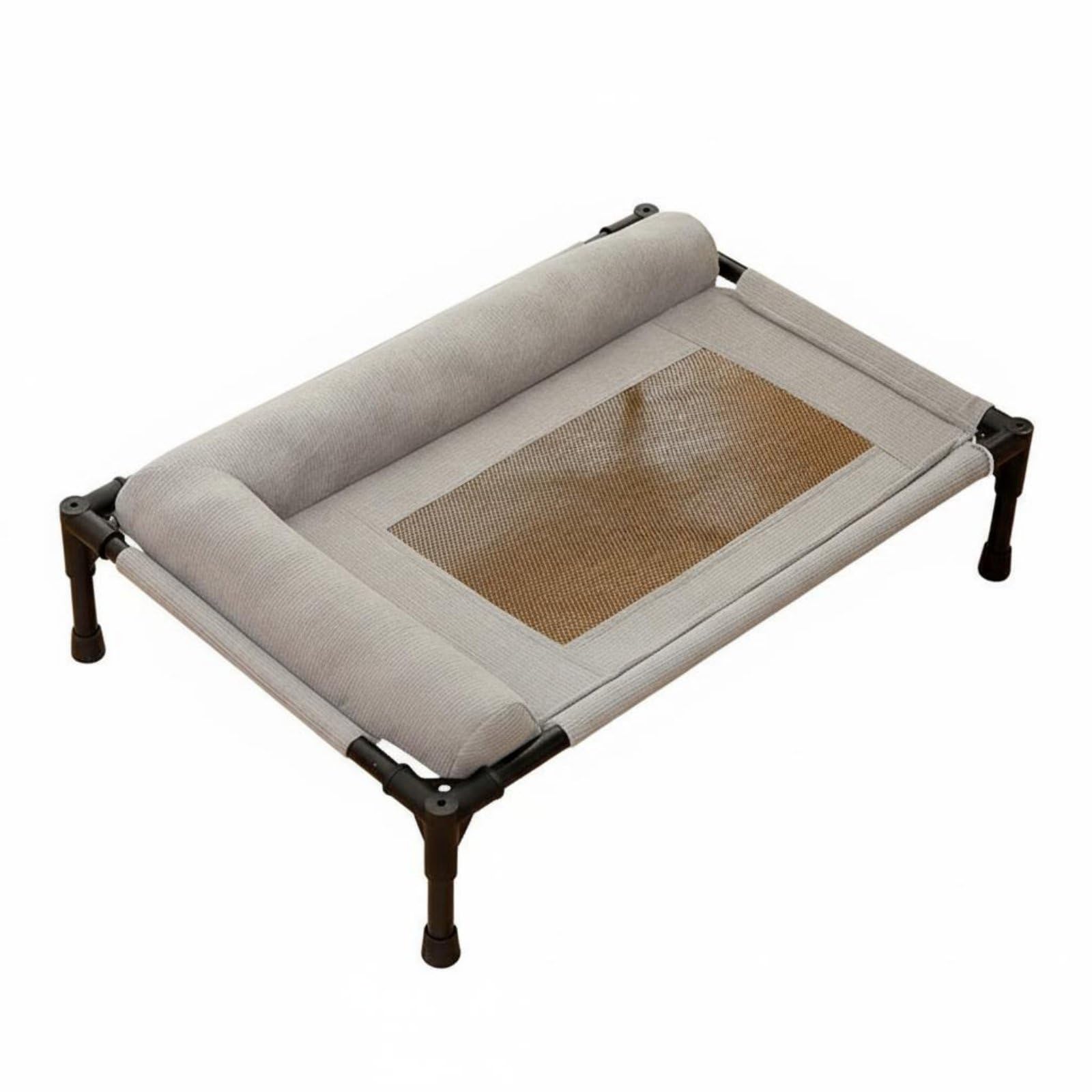 Cuccia Rialzata per Cani, Brandina Lavabile con Telaio Rialzato da Terra, Cuccia Traspirante per Gatti e Cani da Interno e Esterno, Gray, per Giardino, Terrazza, Patio, Gray, M