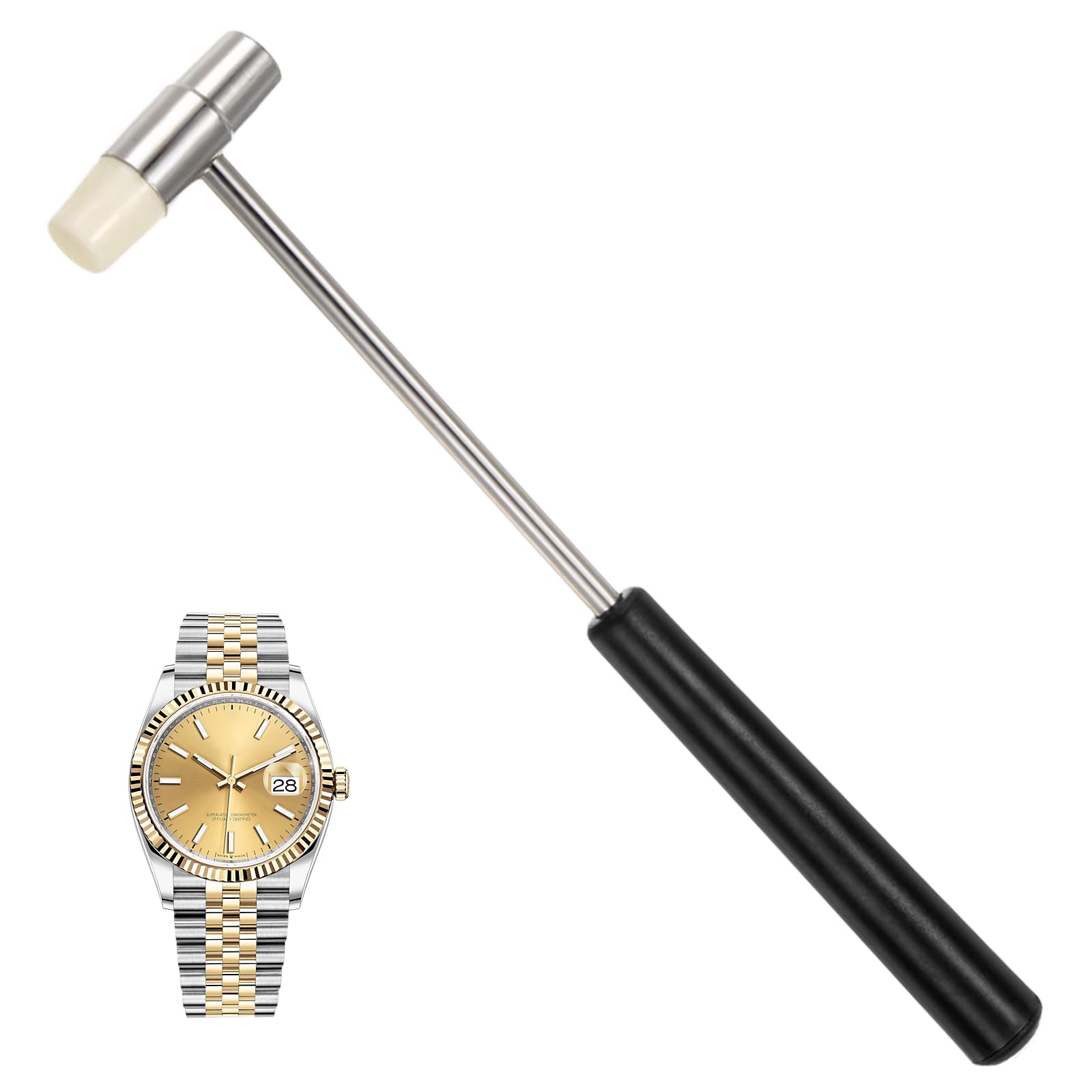 Mini Dual Head Hammer, Lightweight Precision Mallet, Steel Head for Jewelry, Instruments, Watch Repair, DIY Crafts, Small Device Maintenance, Black Handle