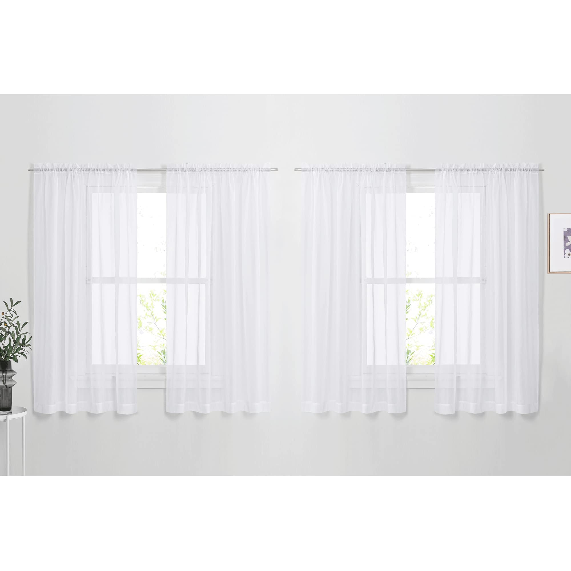 NICETOWN Voile Sheer Curtains 63 Inch Long, Breathable Airy Light Filtering Drapes with Soft Fabric for Bedroom and Nursery, 60" W x 63" L Inches, 4 Panels Set