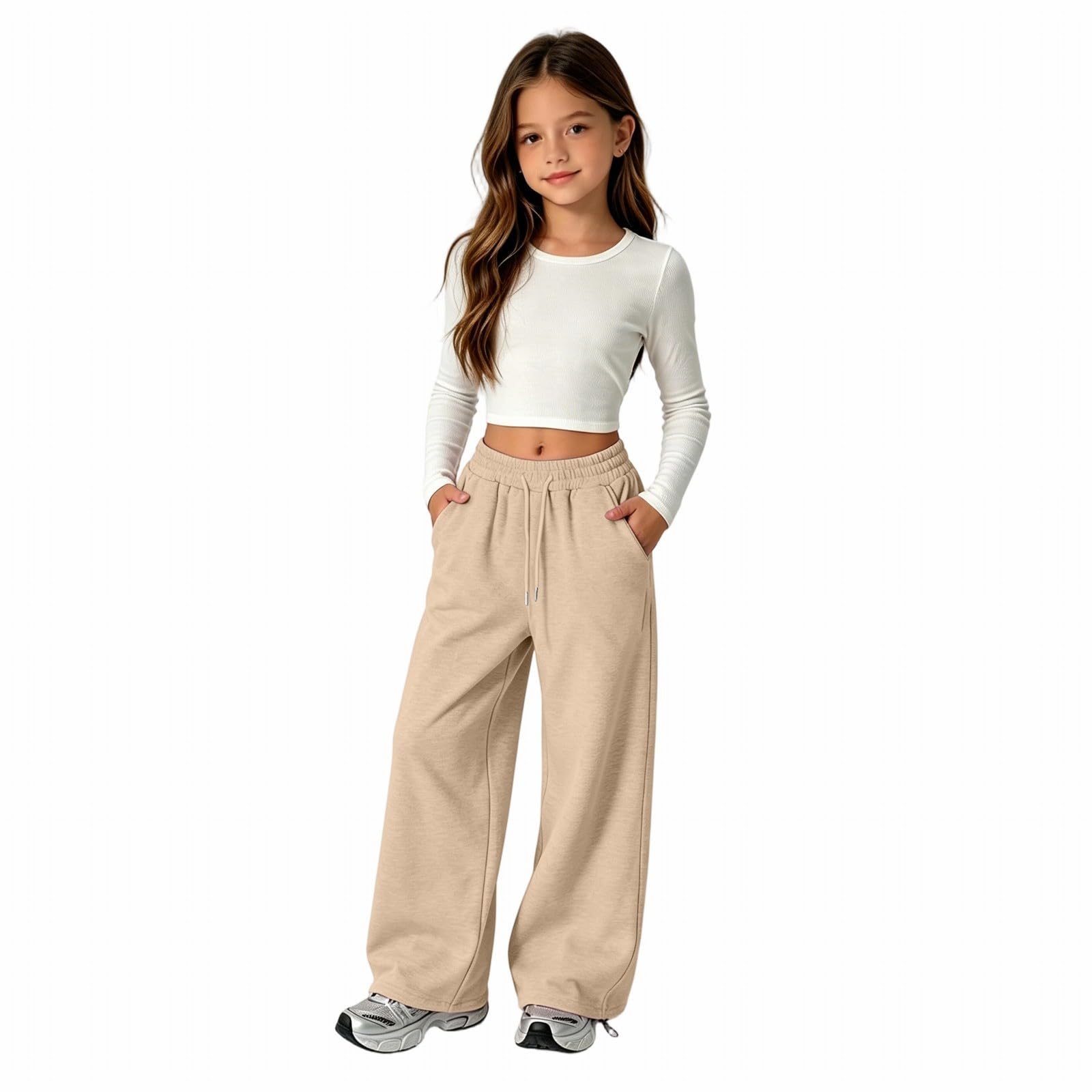 3er-Pack Baggy Jogginghose Mädchen Lange Jogging Sporthose mit Taschen