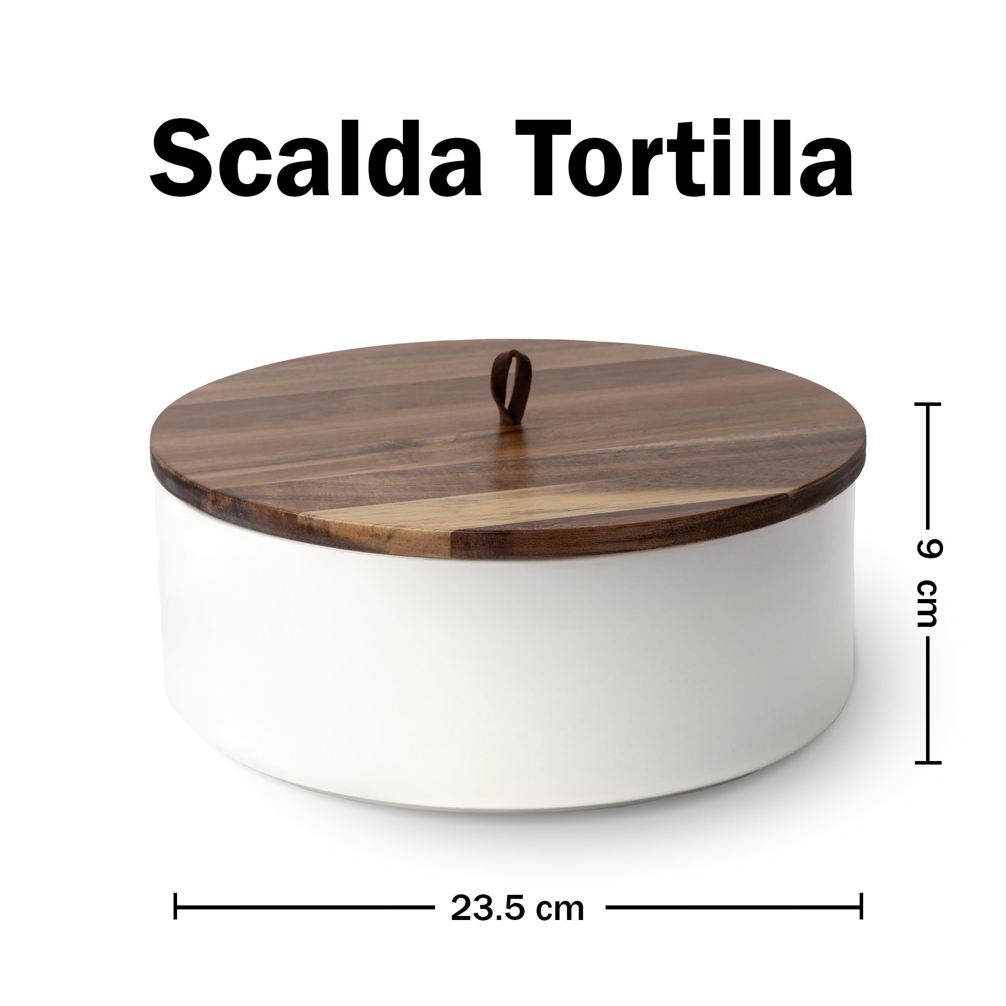 Tortillada - Scalda Tortilla in Ceramica con Coperchio 23,5 cm, Scalda Pane, Scalda Pancake, Porta Tortilla con Coperchio - Adatto al Microonde