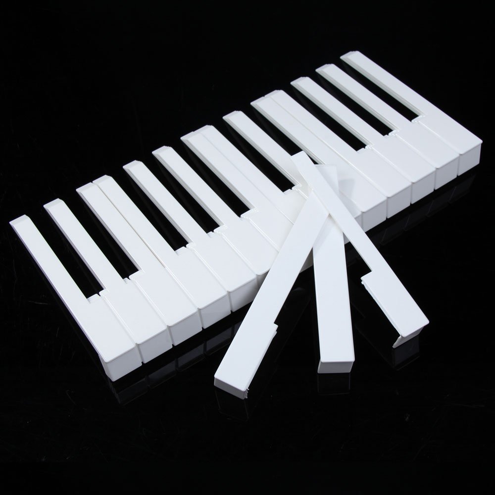 Vktech52Pcs White ABS Plastic Piano Keytops Kit with Fronts Replacement Key Tops
