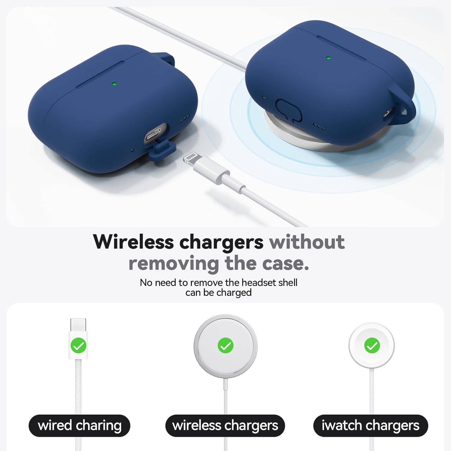 Meyaar Soft Silicone Case for AirPods Pro 3 (2025), Midnight Blue — Amazon image 2