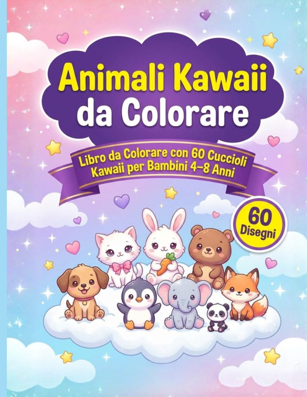 Animali Kawaii da colorare: Libro da colorare per bambini 3 - 8 anni