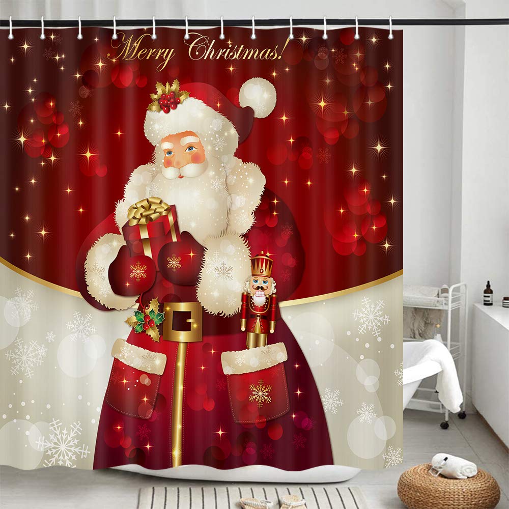 Weihnachts-Duschvorhang „Let It Snow“ Mit Zwergen – Wasserdicht, 183 X 183 Cm