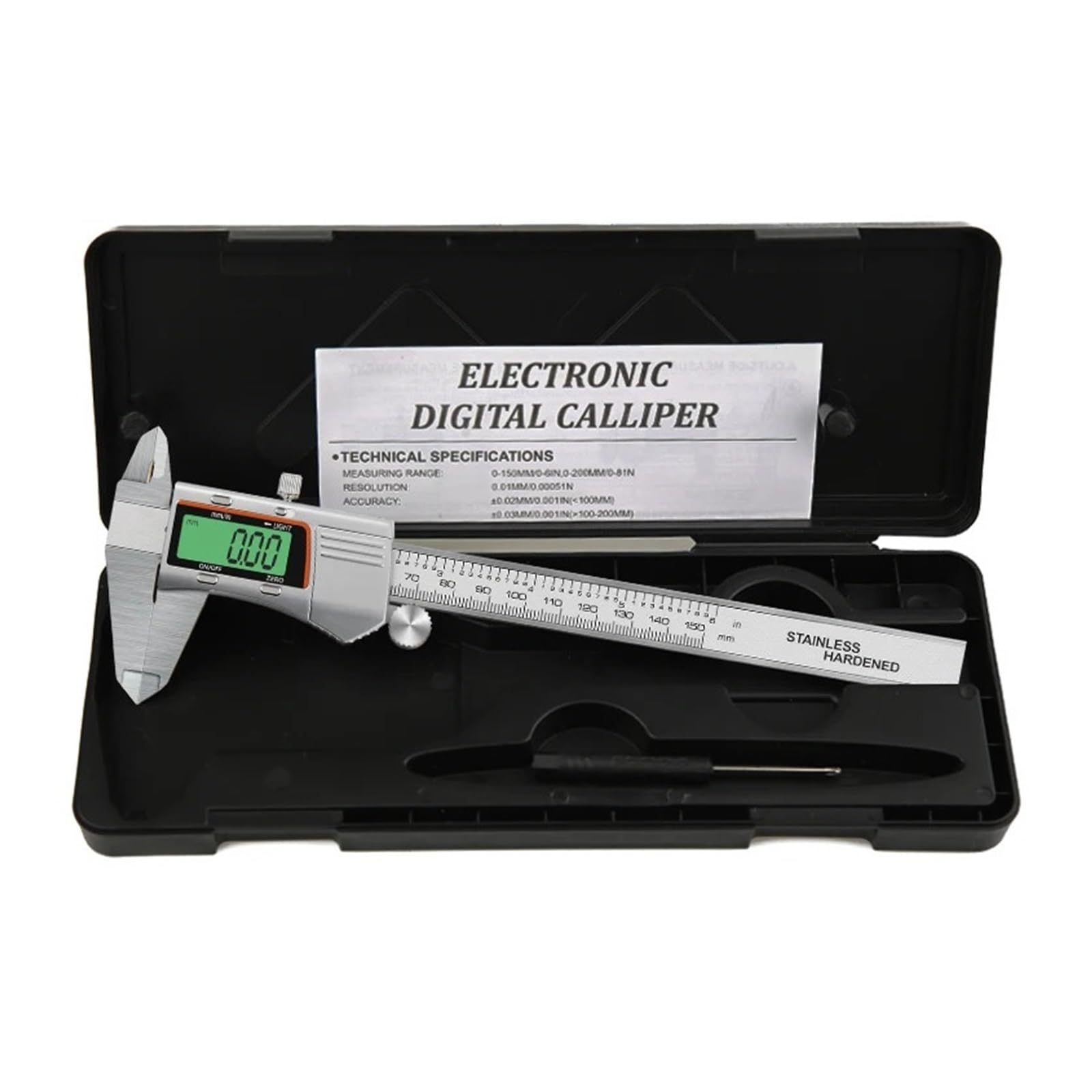 Vernier electrónico con pantalla LCD retroiluminada para mediciones precisas de 150mm 7