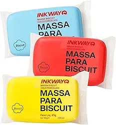 Kit 3 Massas Para Biscuit 255 Gramas Cores Primárias Azul Vermelho E Amarelo Para Artesanato