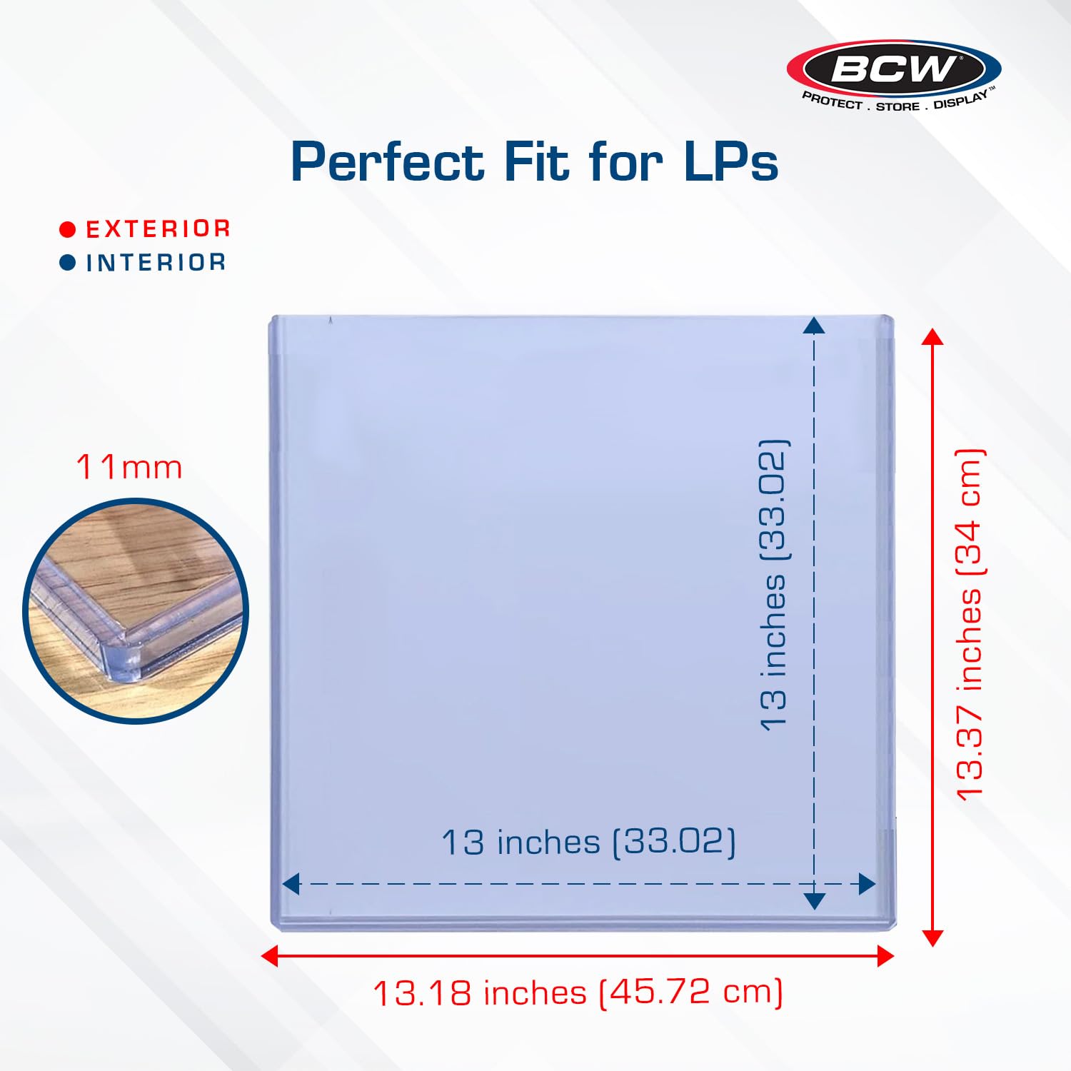 BCW Supporto per dischi in vinile da 30,5 cm, confezione da 5, spessore 11 mm, protezione per album in PVC rigido, compatibile con custodie e borse, soluzione essenziale per conservare e esporre album