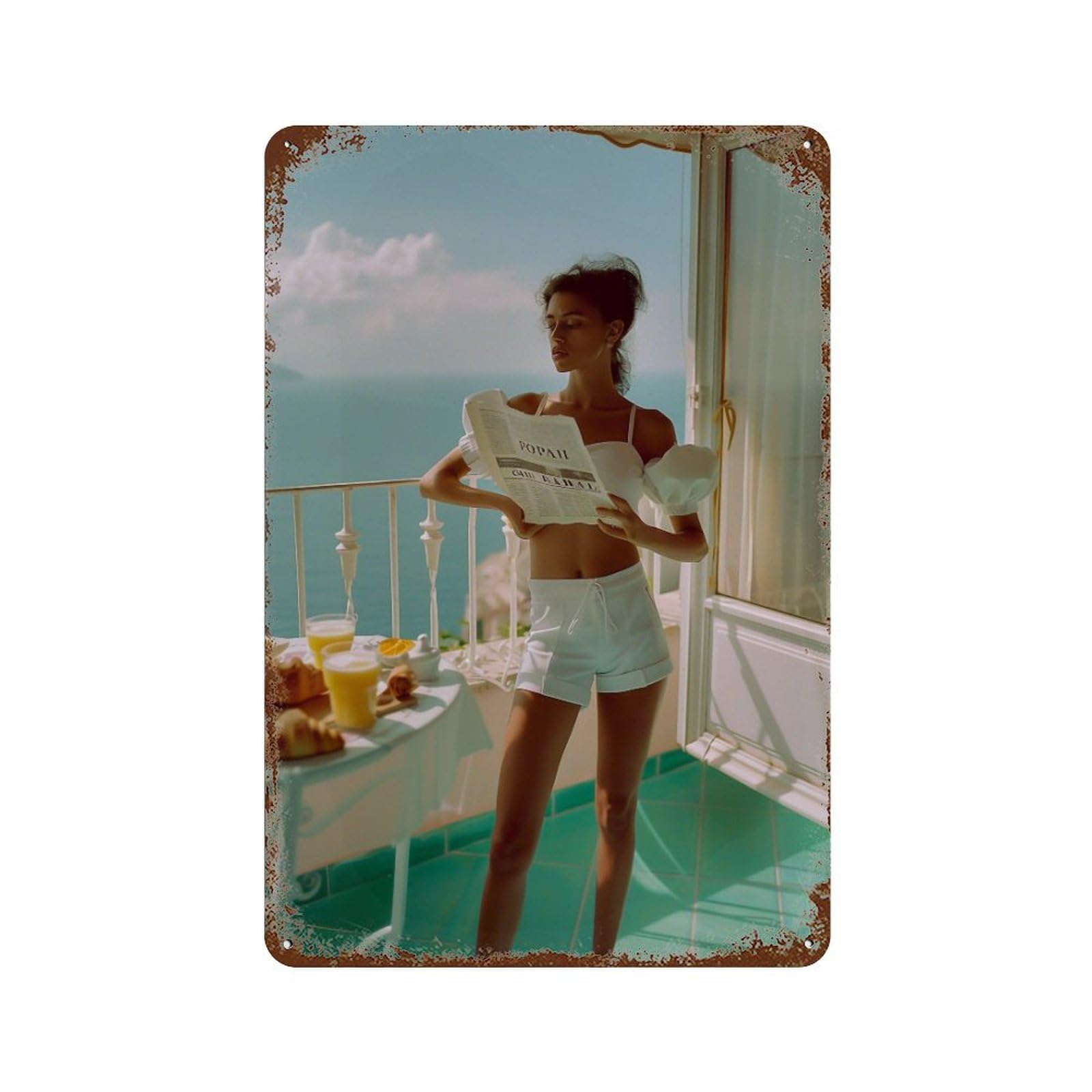 FHUYEURHRY Dolce Vita on The Balcony 01 Wall Decor Retro Iron Vintage Art Metal Tin Sign Poster Modern Home Cofffee Club Art Bar Shop Decorations Style-19 30x20cm