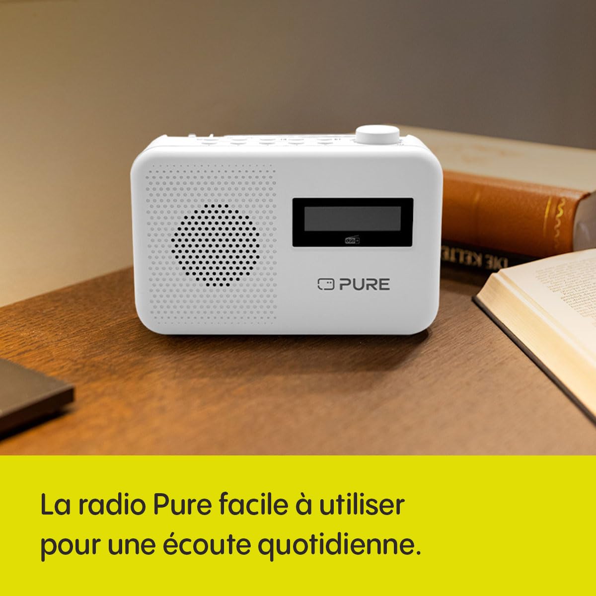 Pure Elan One2 Radio Portable Dab+/FM avec Bluetooth 5.1 (écran LCD, 10 Touches de mémoire, Fonctionne avec 4 Piles AA) Blanc Coton