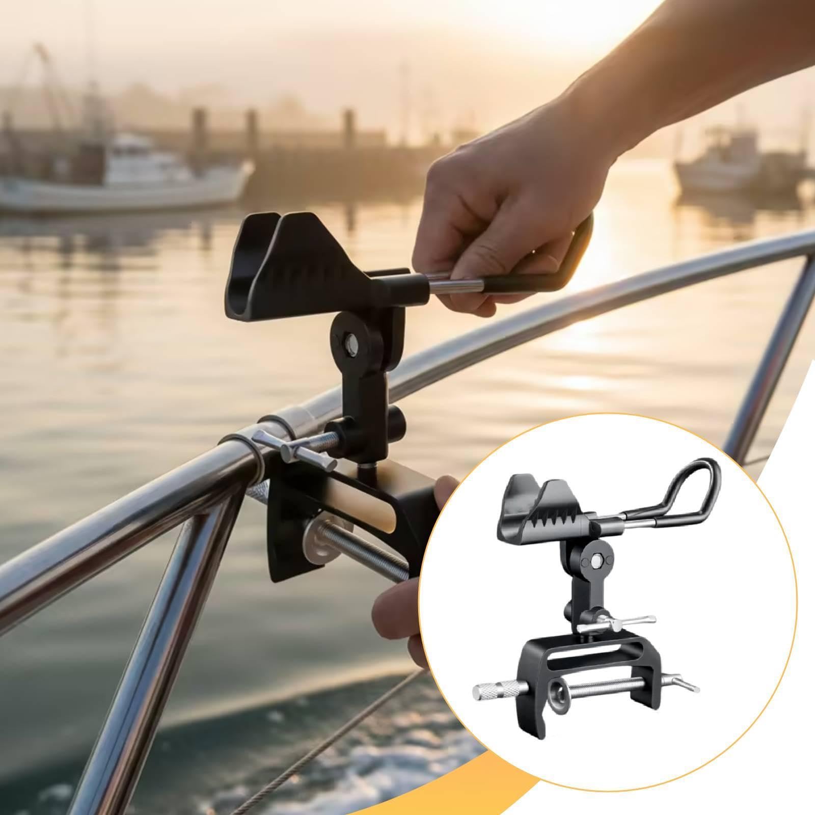 rockible 2 Pièces Dispositif de Support Canne à Pêche Bateau Aluminium Alliage Clamp Rotatif Réglable Installation Rapide Adapté pour Pêche en Plein Air