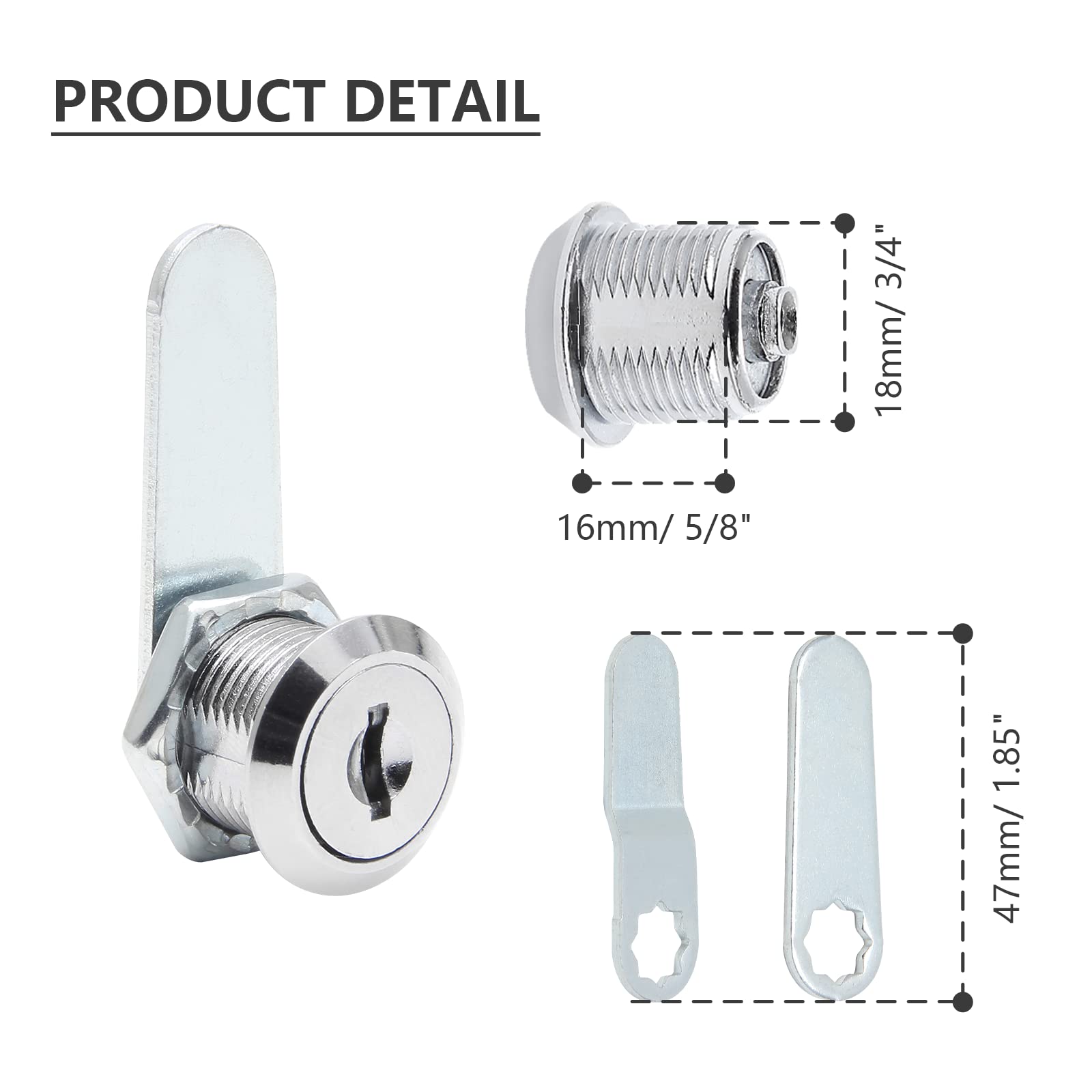 Set 6 Serrature A Camma Per Cassetti, 16 Mm, Con Chiave - Per Armadi E Cassette Postali - Foto 10