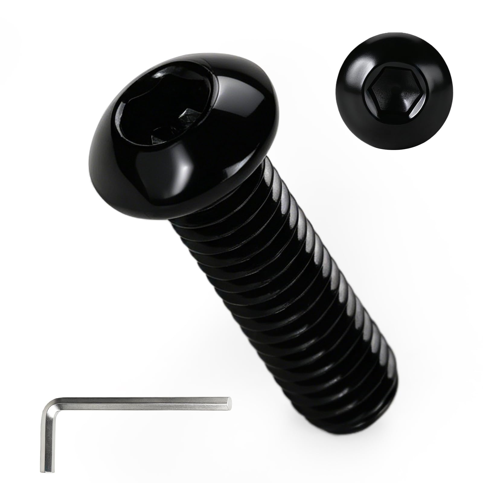 Home DIYer M6 Bolts 20Pcs M6 x 20mm Black Button Head Socket Cap Screws 304 Stainless Steel A2 Fully Threaded Allen Screws with Nuts Flat & Lock Washers for Home DIY Furniture Automotive Industrial