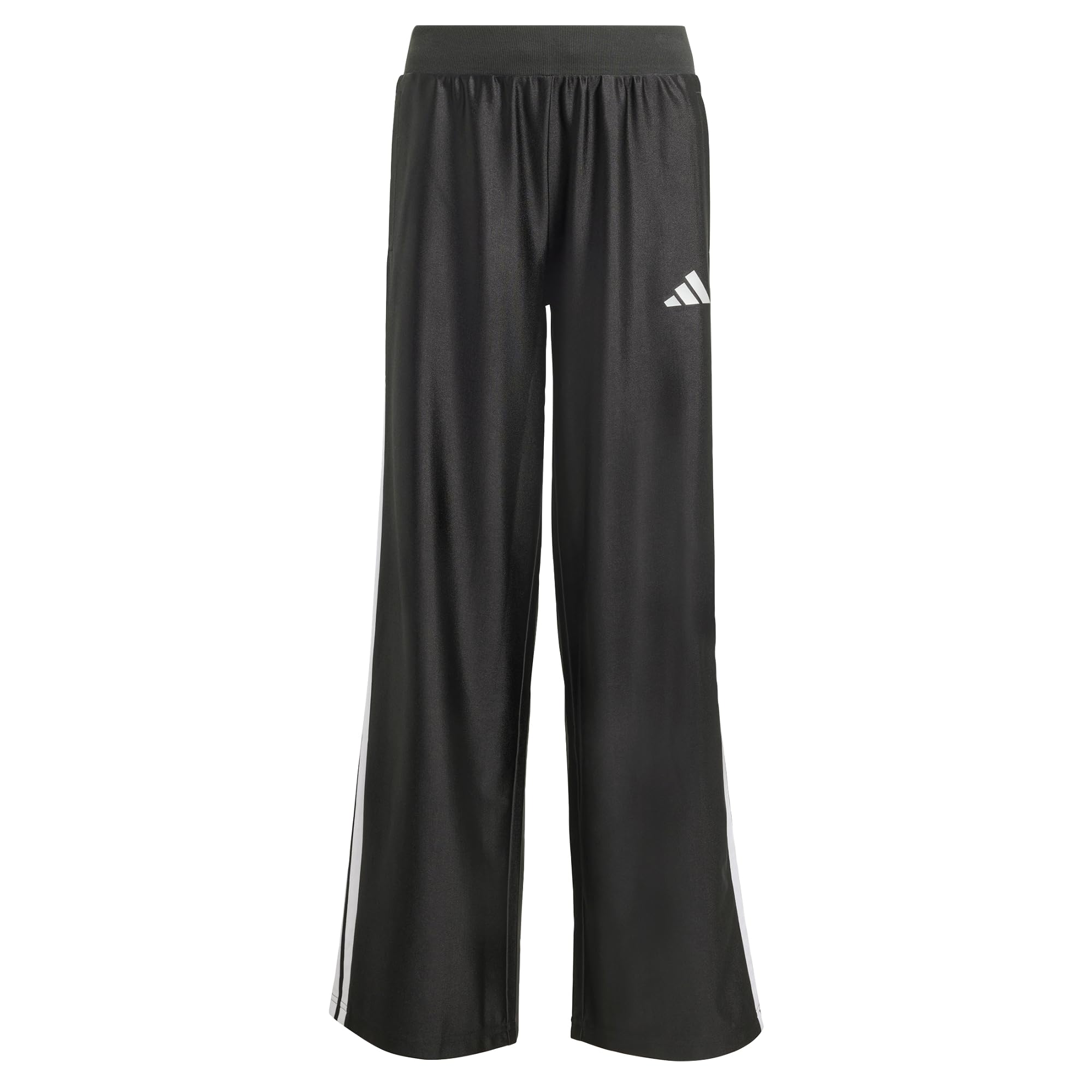 adidas Girl's Seasonals Glam Wide Leg Pants, Black/Silver met., 9-10 Years