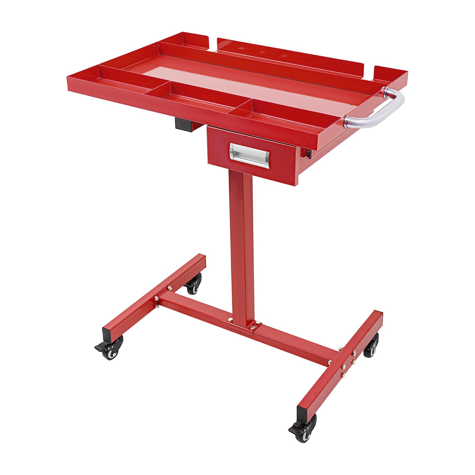 Banco de trabajo móvil, mesa de montaje con bandeja para herramientas, mesa de trabajo multifuncional de hasta 100 kg, para el garaje, reparación, taller, hogar, bricolaje (rojo)