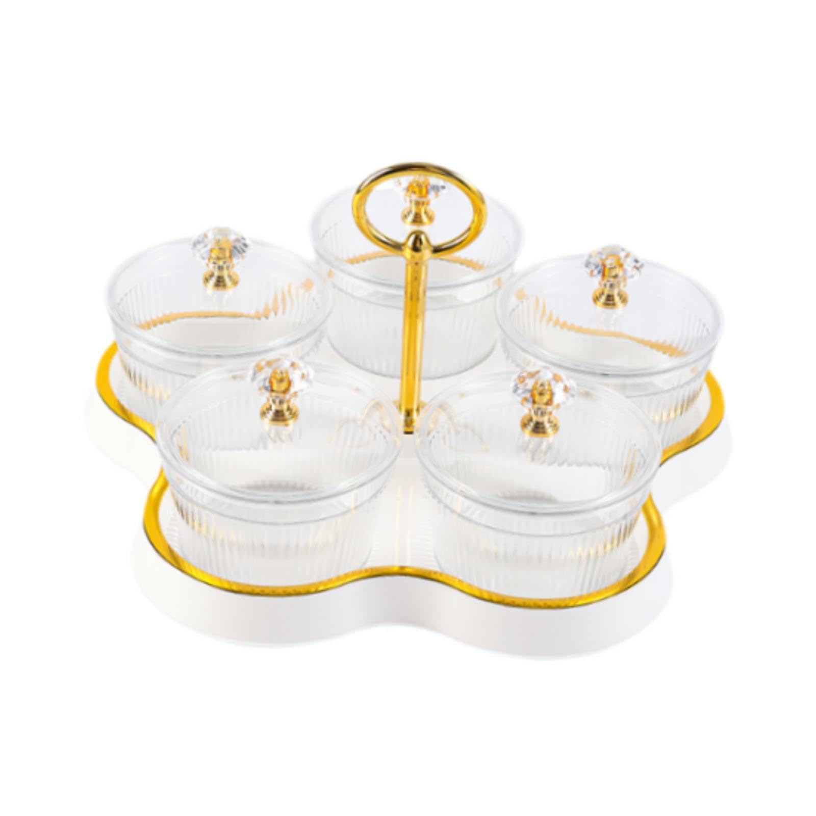Dried Fruit Tray Nuts Tray Kitchen Storage Jar for Wedding Dining Room Party Cream White 5 Grids-image-22