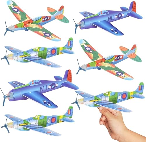 ArtCreativity Aviones planeadores voladores de espuma para niños, juego de 12, aviones ligeros con varios diseños, aviones empaquetados
