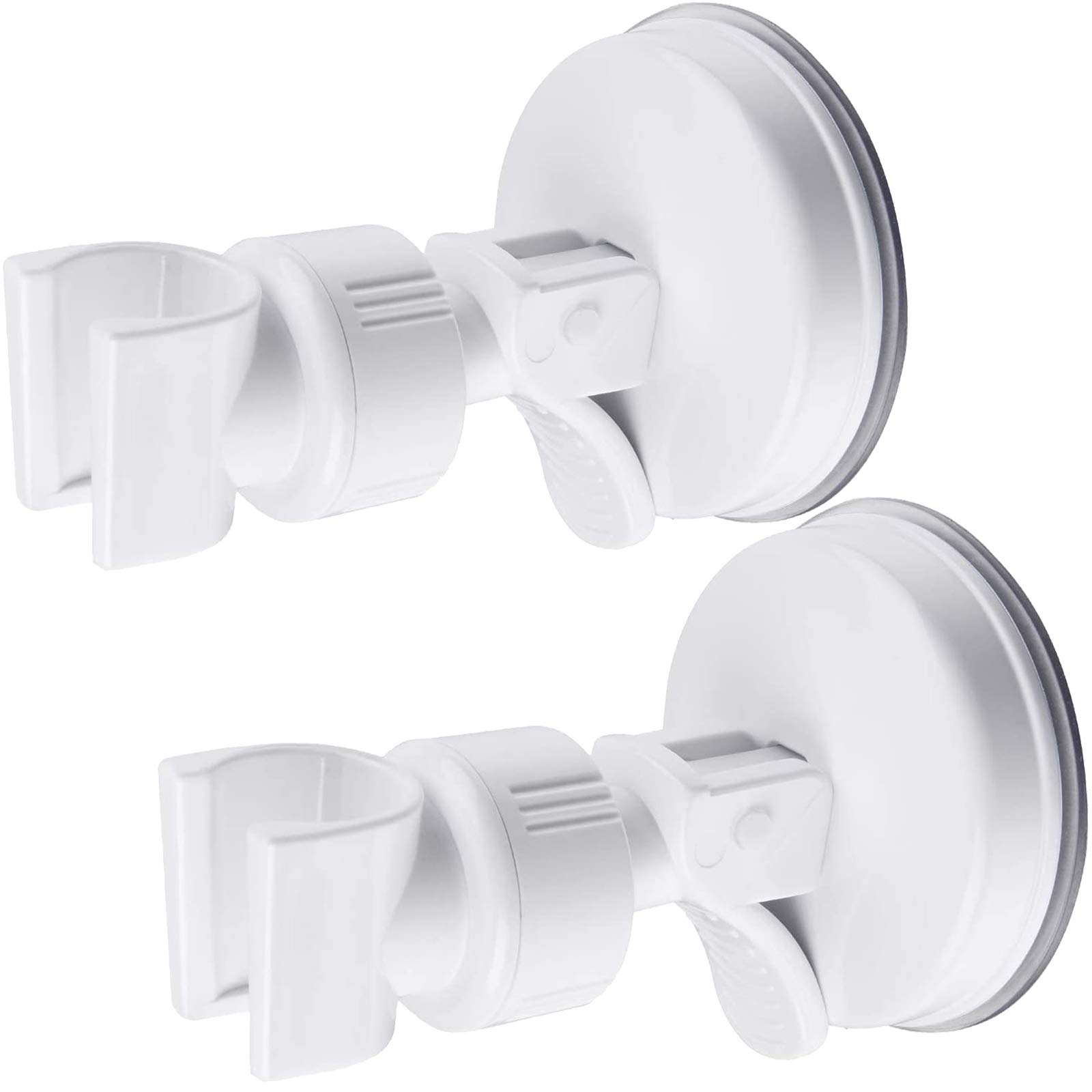 Soporte ajustable para cabezal de ducha, soporte de cabezal de ducha de mano con ventosa de baño, cabezal de ducha de mano extraíble y soporte de succión montado en la pared (blanco, dos paquetes)